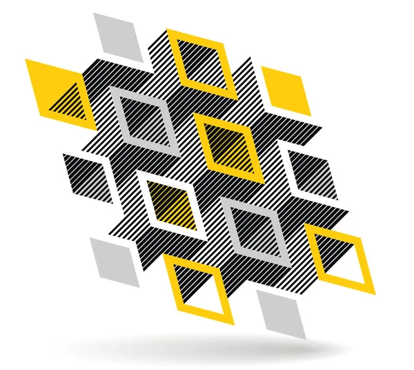 Siyah Sarı Geometrik Vektör Küpler Şekillerle Soyut Arka Plan Şehir — Stok Vektör