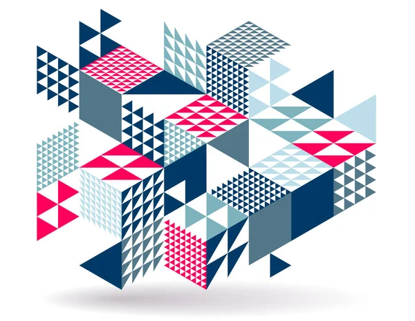 抽象ベクトル壁紙3D等角ブロック ブロック形状や形状を持つ幾何学的構造 Opart Low Poli Theme — ストックベクタ