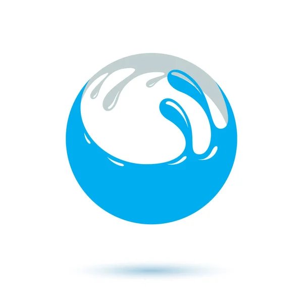 Havsvågs Stänk Vektor Logotyp Rent Vatten Som Drivkraft För Mänsklig — Stock vektor
