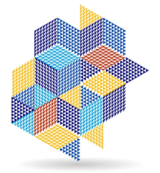 抽象ベクトル壁紙3D等角キューブブロック ブロック形状と形状を持つ幾何学的構造 立方多角形低ポリテーマ — ストックベクタ