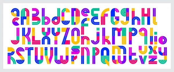Alfabeto Bambini Carattere Vettoriale Geometrico Colorato Lettere Sono Facili Usare — Vettoriale Stock
