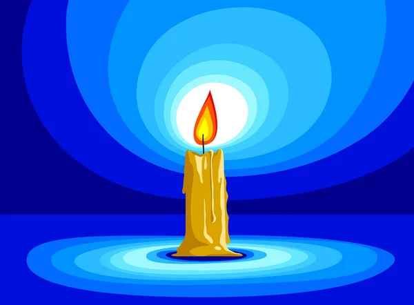 Flammande Ljus Belyser Den Mörka Symboliska Vektor Illustration Begreppet Tro — Stock vektor