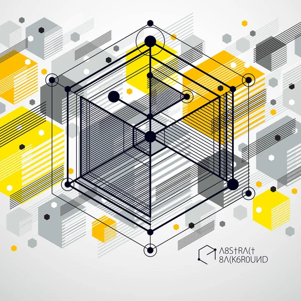 Moderno Vector Isométrico Abstracto Fondo Amarillo Con Elemento Geométrico Diseño — Vector de stock