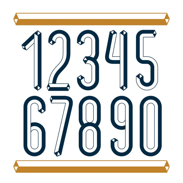 Dígitos Vectoriais Vintage Moda Coleção Numerais Números Retro Condensados Podem — Vetor de Stock