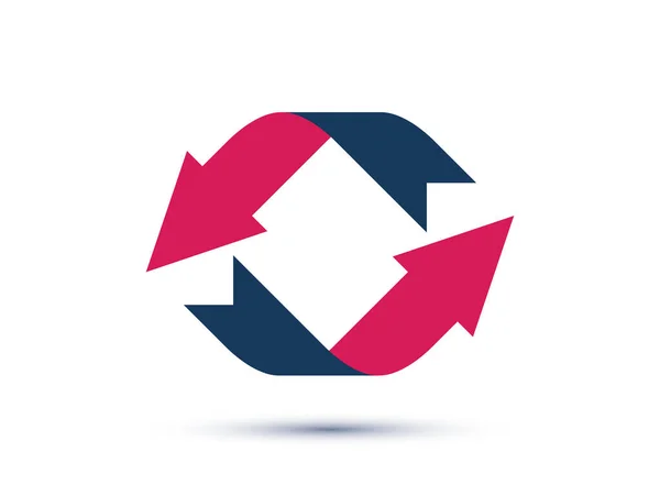 Schleifenpfeil Vektor Logo Oder Zeichen Doppelte Pfeile Aktualisieren Symbol Teamwork — Stockvektor
