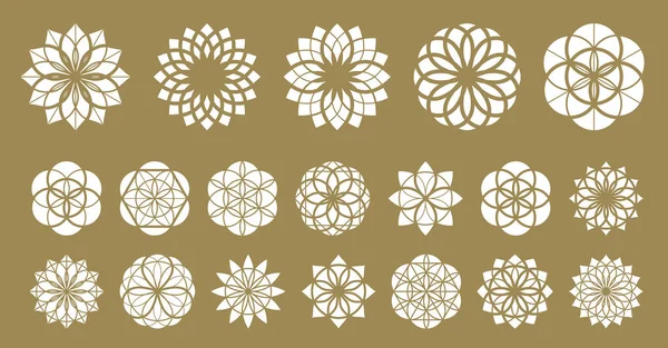 生命の花ベクトル古代密教シンボル大きなベクトルセット — ストックベクタ