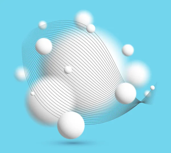 Sphères Lévitantes Lumière Déconcentrée Avec Des Particules Ondulant Fond Vectoriel — Image vectorielle