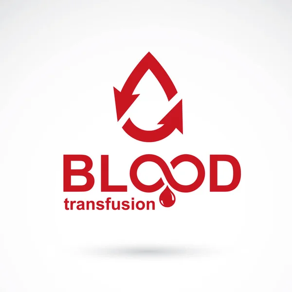 矢印と無限のシンボルで作成された輸血ベクトルイラスト 医療や社会のテーマ広告で使用するためのチャリティとボランティアの概念ロゴ — ストックベクタ