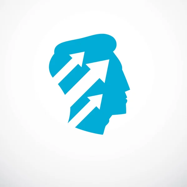 Successful Man Vector Logo Icon Design Man Head Profile Arrows — Stock Vector
