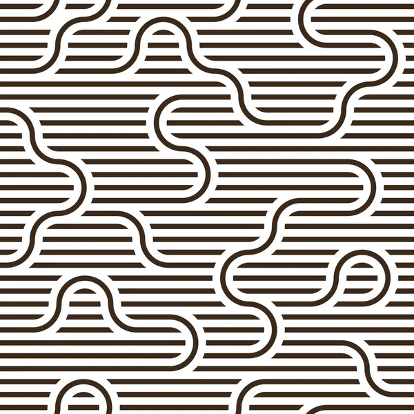 シームレスな線形ベクトル幾何学的ミニマリズムパターン 抽象的なラインの背景をタイル ストライプ織り 光迷路 ツイストストライプ 白黒のデザイン — ストックベクタ