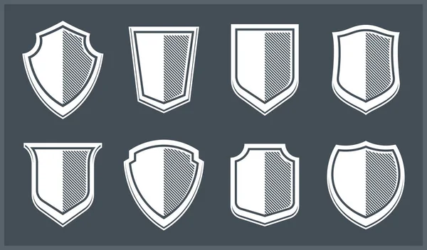 Classic Shields Vector Set Ammo Emblems Collection Defense Safety Icons — Vettoriale Stock