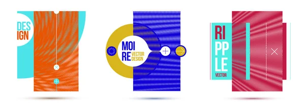 Moire Art Vector Design Elements Graphic Style Posters Banners Brochures — Archivo Imágenes Vectoriales