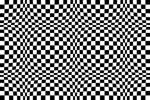 光錯視チェッカーベクトル抽象シームレスな背景 黒と白のパターン サイケデリックな球体ボリュームのチェス盤タイル 幾何学的なチェッカーOpart — ストックベクタ