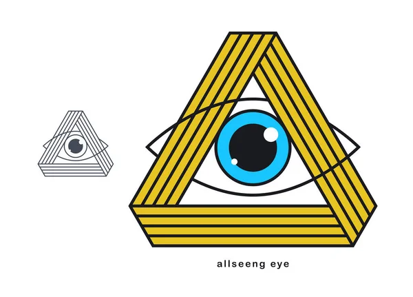 Alle Ziende Oog Driehoek Piramide Vector Oud Symbool Moderne Lineaire — Stockvector