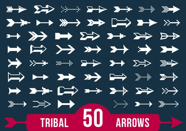 Collection Diverse Tribal Arrows Bow Vector Big Set Native Arrow — Stock Vector