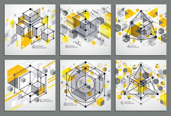 Fond Jaune Abstrait Vectoriel Créé Dans Style Lignes Maillage Isométriques — Image vectorielle
