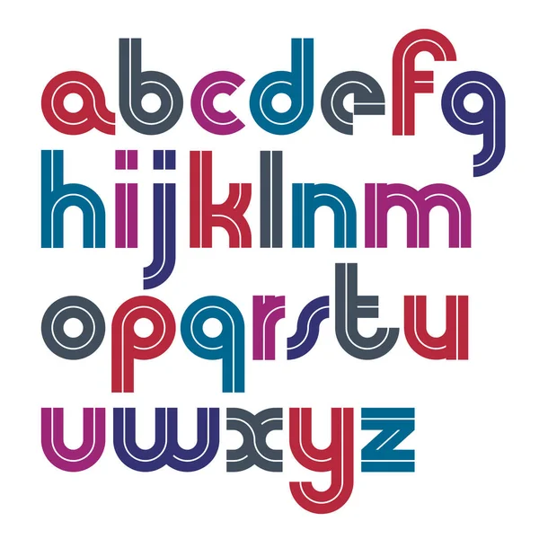 白い線でベクトル太字の小文字のアルファベットのセット 通信テーマのロゴタイプのデザインで使用するのに最適な — ストックベクタ