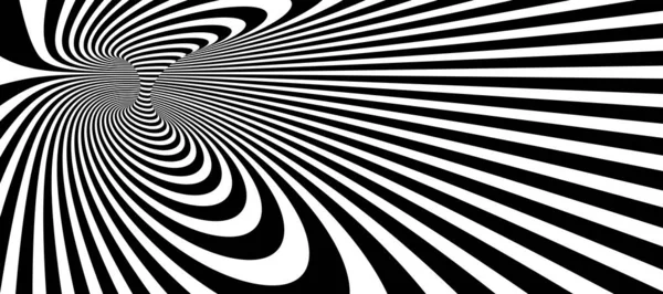 Art Vervormd Perspectief Zwart Wit Lijnen Beweging Abstracte Vectorachtergrond Optische — Stockvector