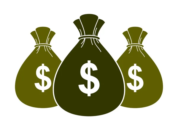 Three Moneybags Money Bag Vector Simplistic Illustration Icon Logo Business — Stock Vector