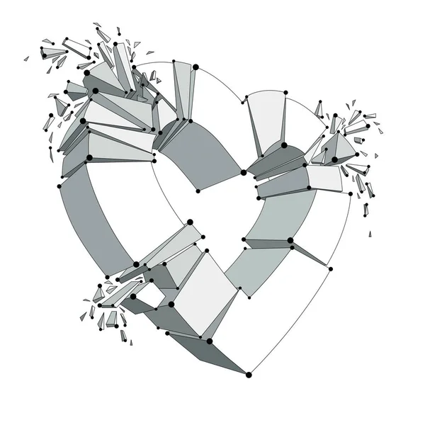 Концепція Розриву Розбитого Серця Реалістична Векторна Ілюстрація Символу Серця Вибухає — стоковий вектор