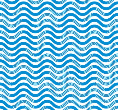 Dalgalı teknik çizgiler seamless modeli, vektör soyut tekrar sonsuz arka plan, mavi renkli ritmik dalgalar.