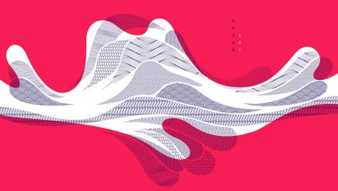 Soyut oryantal Japon sanat vektörü arka planı kırmızı renk, geleneksel stil tasarımı, dalgalı şekiller ve dağlık arazi, deniz hatları gibi akışkan..