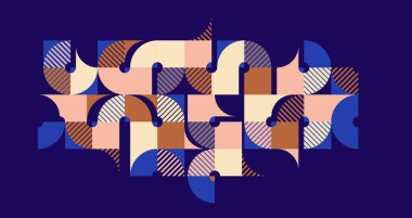 Koyu renk üzerine etnik soyut geometrik arkaplan, seramik geleneksel kabile motifi gibi görünüyor, modüler mozaik mozaik desen.