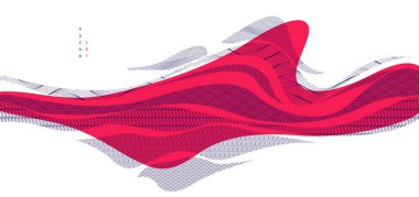 Japon stili soyut çizimler kırmızı renkte, arka plan Asya geleneksel tarzında, dalgalı şekiller ve dağlık arazi deniz hatları gibi akıcı..