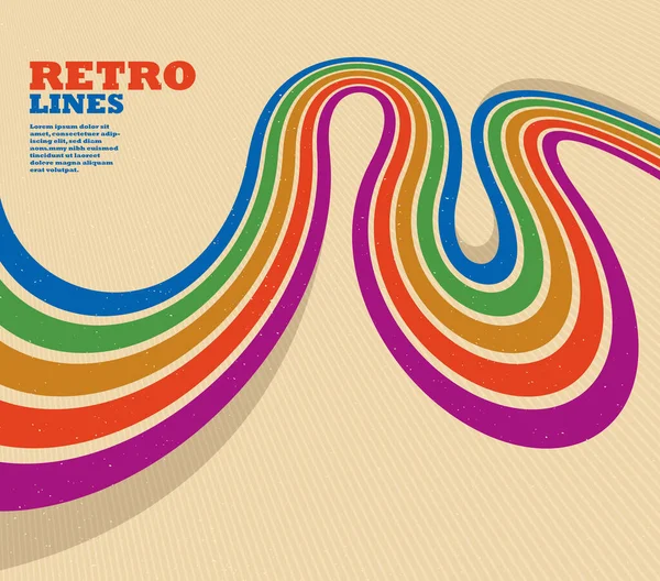 Retro Stil Abstrakten Hintergrund Mit Kurvenlinien Allen Farben Des Regenbogens — Stockvektor