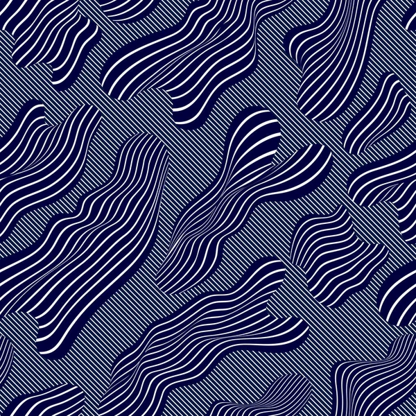 アブストラクトは シームレスなベクトル背景 ストライプ流体のパターン 並んで抽象化壁紙を形成します — ストックベクタ