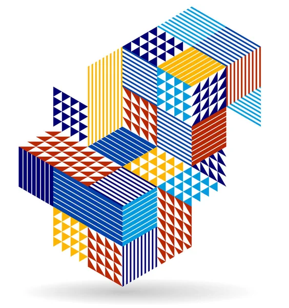 Абстрактные Векторные Обои Трехмерными Изометрическими Кубическими Блоками Геометрическая Конструкция Блоками — стоковый вектор