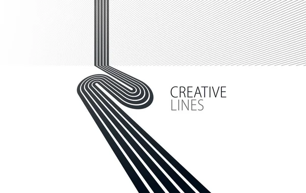 Czarno Białe Linie Perspektywie Abstrakcyjne Tło Wektorowe Perspektywa Liniowa Ilustracja — Wektor stockowy