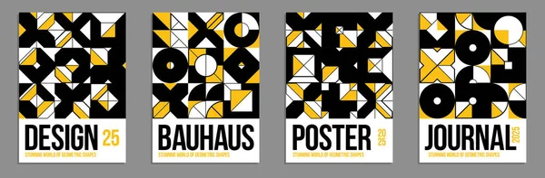 Geometric Vector Posters Covers Bauhaus Style Layout Advertisement Sheet Tech — Stock Vector