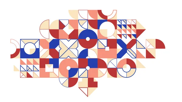 Bauhaus Stil Abstrakt Geometrisk Vektor Bakgrund Med Cirklar Trianglar Och — Stock vektor