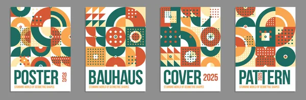 Geometric Vector Posters Covers Bauhaus Style Layout Advertisement Sheet Brochure — Stock Vector