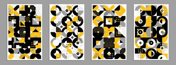 Geometrische Vektorplakate Und Einbände Bauhaus Stil Layout Für Werbeblatt Broschüre — Stockvektor