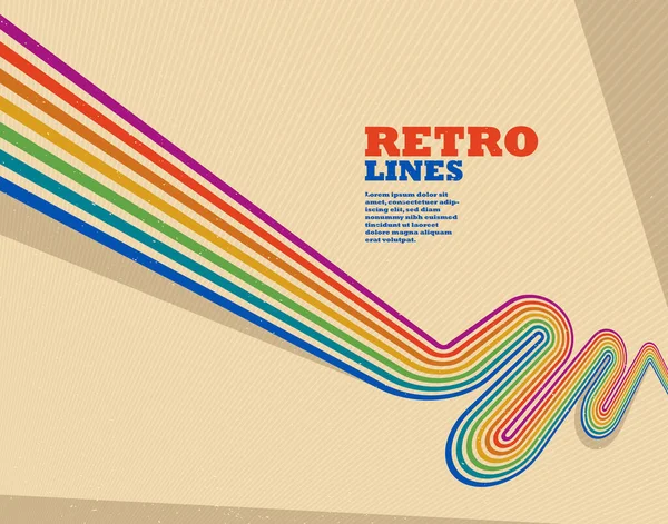 Retro Style Abstract Background Curve Lines All Colors Rainbow Dimensional — Stock Vector
