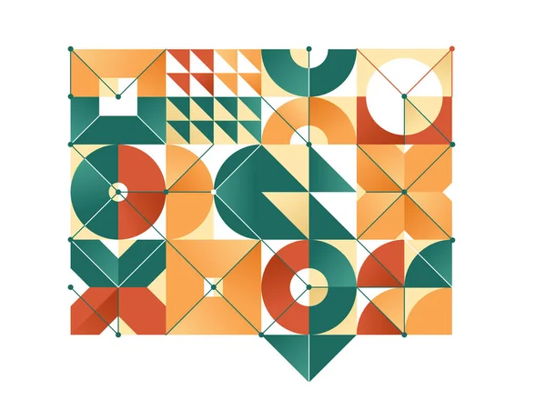 Bauhaus Stil Abstrakt Geometrisk Vektor Bakgrund Med Cirklar Trianglar Och — Stock vektor
