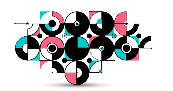 Bauhaus Style Abstrait Fond Vectoriel Géométrique Avec Des Cercles Triangles — Image vectorielle