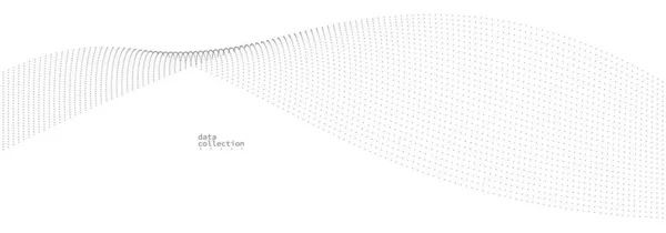 動きベクトル抽象的背景の灰色の点 粒子配列波流 動きの点の曲線 技術と科学イラスト — ストックベクタ