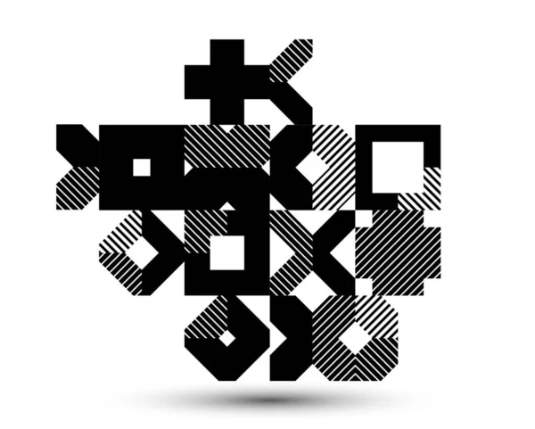 Abstrait Fond Vectoriel Géométrique Noir Blanc Art Modulaire Rayé Carrelage — Image vectorielle