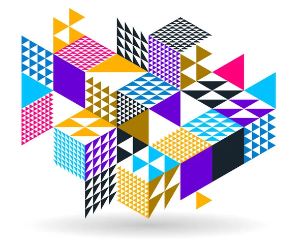 Абстрактные Векторные Обои Трехмерными Изометрическими Кубическими Блоками Геометрическая Конструкция Блоками — стоковый вектор
