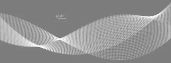 Vektor Abstrakt Bakgrund Med Våg Flytande Partiklar Rök Flödande Grå — Stock vektor