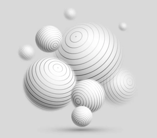 轻柔三维脱焦球体矢量抽象背景 用悬浮中的白球放松周围环境主题 大气壁纸 — 图库矢量图片