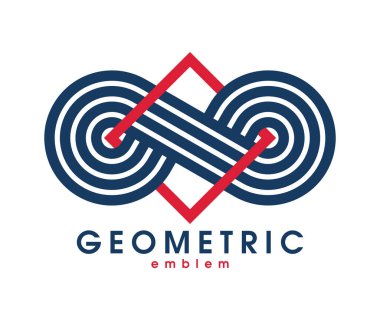 Soyut geometrik sonsuzluk şekilli vektör logosu beyaz, sonsuz çizgisel grafik tasarım modern tarz sembolü, sonsuzluk çizgisi geometrik şekil amblemi veya simgesi üzerine izole edilmiş..