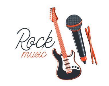 Rock müzik grubu vektör düz illüstrasyon beyaz zemin üzerinde izole edilmiş, hard rock ve heavy metal canlı müzik festivali veya konser, rock n roll müzik grubu, gece kulübü partisi.