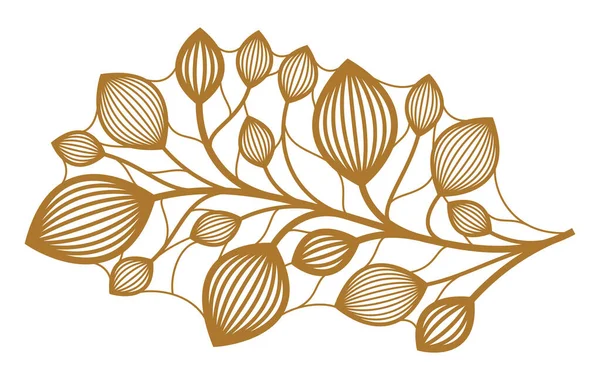 Красивый Линейный Цветочный Векторный Дизайн Изолирован Белом Листья Ветви Элегантный — стоковый вектор