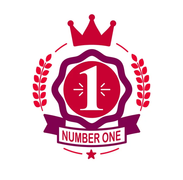 Número Primeiro Lugar Vetor Rótulo Emblema Ilustração Isolada Ícone Logotipo — Vetor de Stock