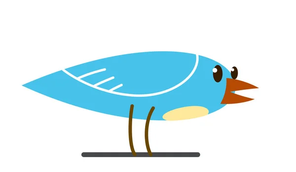 Kleine Schattige Vogel Staande Zoek Grappig Cartoon Platte Vector Illustratie — Stockvector