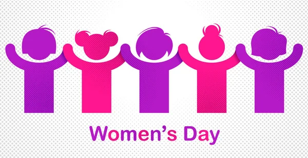 Mars Journée Femme Fête Internationale Concept Solidarité Féminine Lutte Pour — Image vectorielle